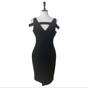 Adrianna Papell Women's Dress Bandage Cocktail Cold Shoulder Black New Size 6